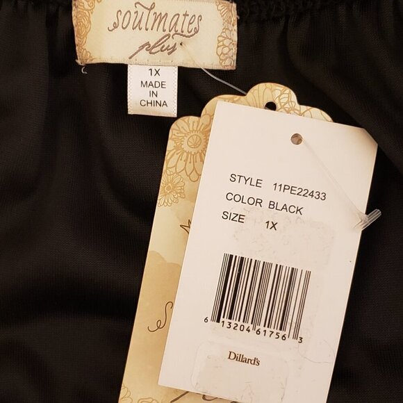 Soulmates Black Velvet Witchy Bell Sleeve Top, w/Choker and Necklace, Size 1X - Picture 5 of 10